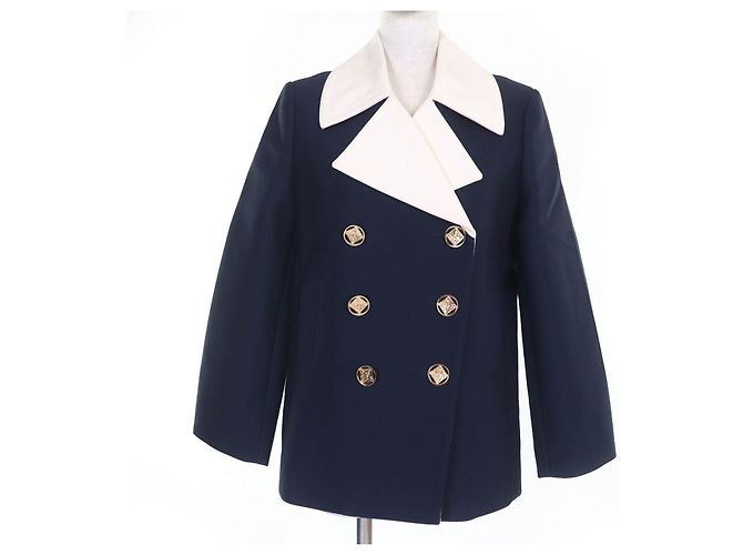 Louis Vuitton Silk Blend Wool Jacket Blue Navy blue