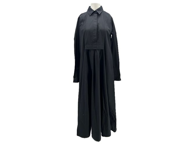 Max Mara Vestido camisero negro de algodón