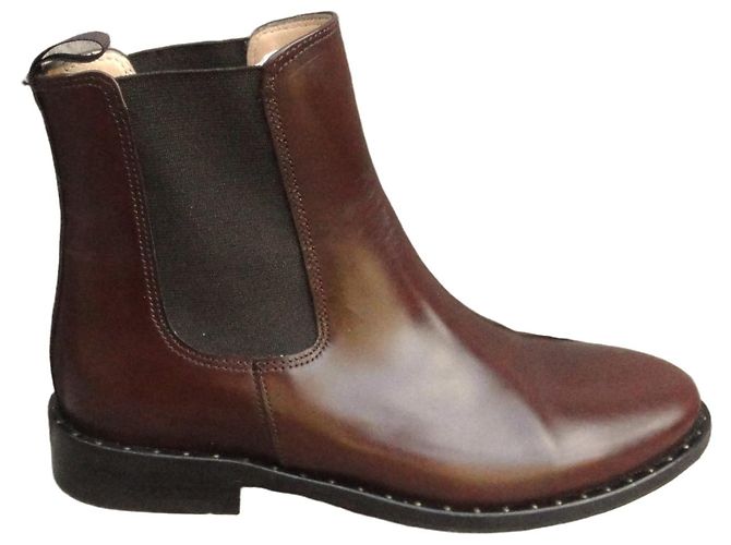Autre Marque Botines Chelsea de cuero marrón Colisée Paris Castaño