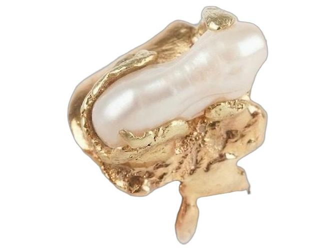 Roland Schad Gelbgold Ring mit Barockperle Golden