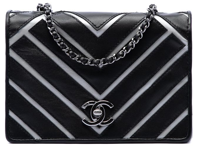 Chanel Black Small Chevron Lambskin Couture Flap