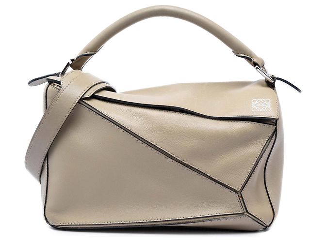 Sac à main Puzzle en cuir de veau marron Medium de LOEWE Beige