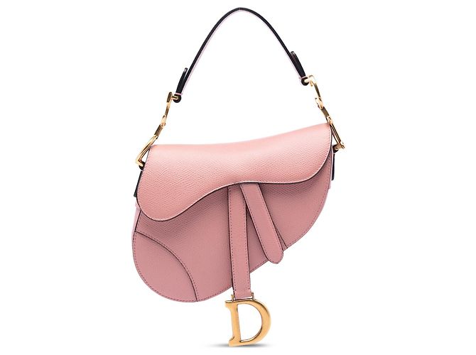 Borsa Saddle Mini in pelle di vitello granulata rosa Dior