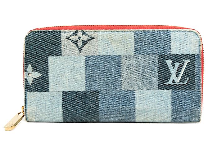 Louis Vuitton Blue Monogram Denim Patchwork Zippy Long Wallet