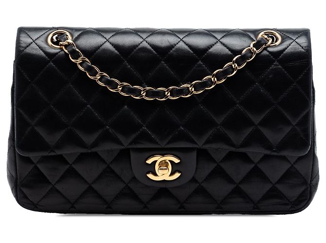 Chanel Black Medium Classic Lambskin Double Flap Noir