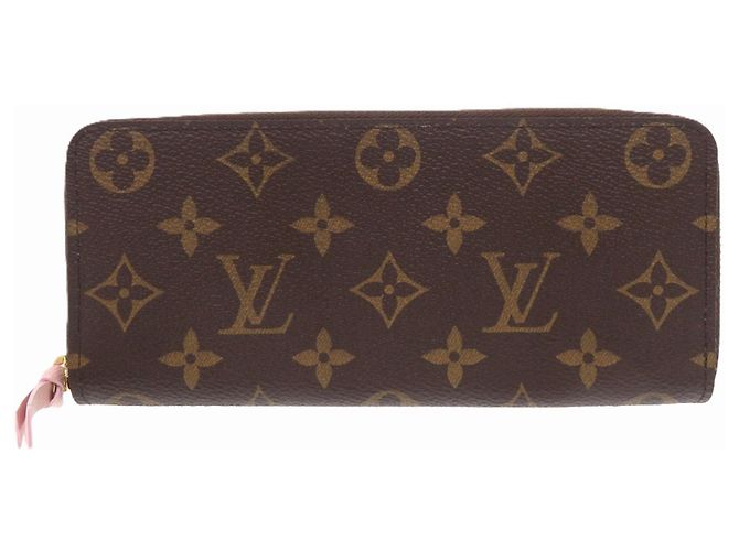 Cartera Louis Vuitton Clemence Monogram Long Castaño Rosa Monograma