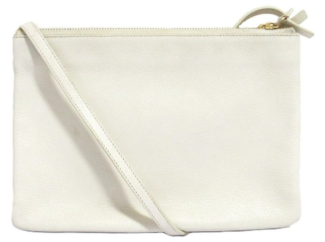 Céline Bolsa de ombro Trio em couro Celine Branco Fora de branco