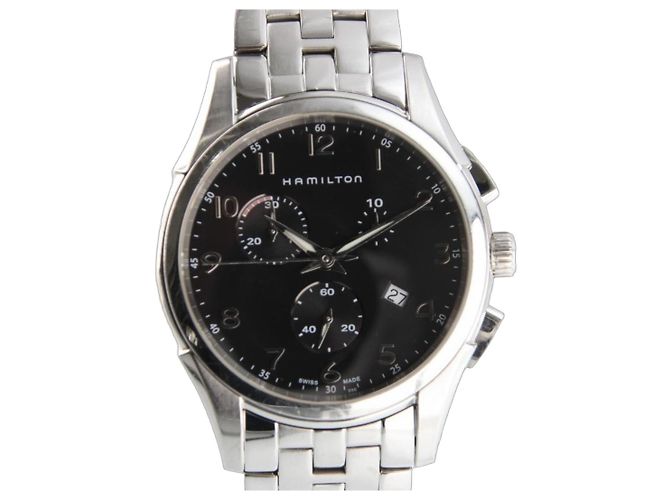 Melvin & Hamilton Hamilton Jazzmaster Seaview Chronograph Quartz H375120 Quadrante Nero Argento