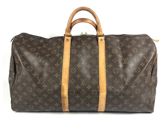 Sac Louis Vuitton Monogram Keepall 55 Marron Monogramme