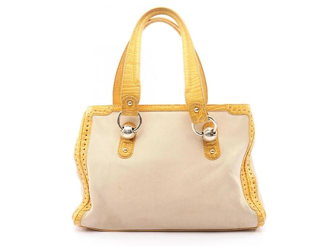 Céline Borsa a mano Celine in tela goffrata e pelle Beige Giallo
