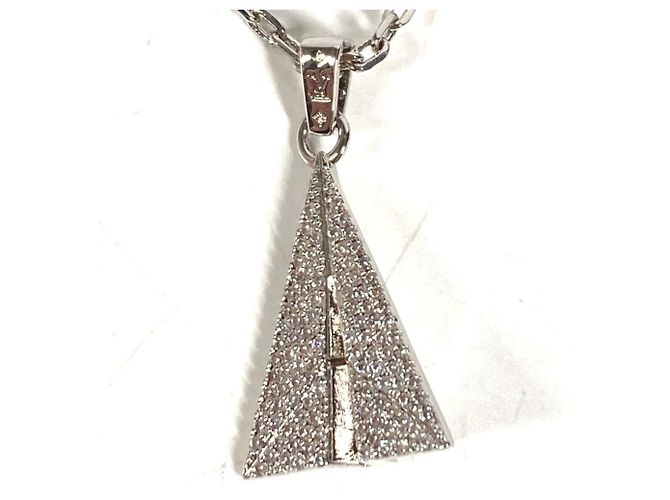 Colar com pingente de strass Louis Vuitton Prata