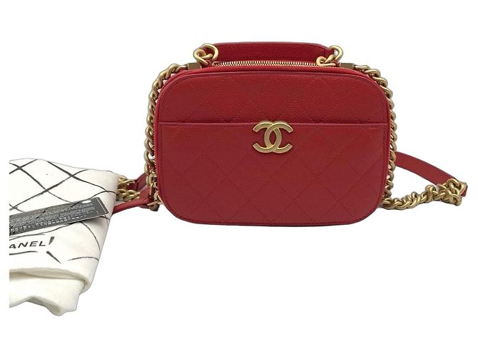 Vanity Case Chanel Small Red Caviar Leather Rosso