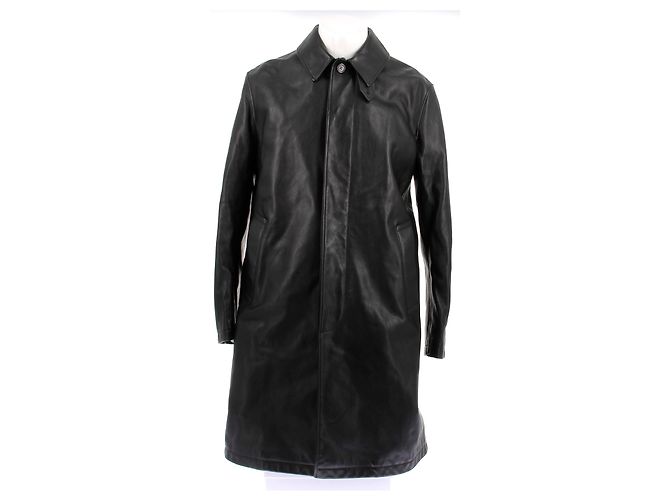 Saint Laurent Black long leather jacket