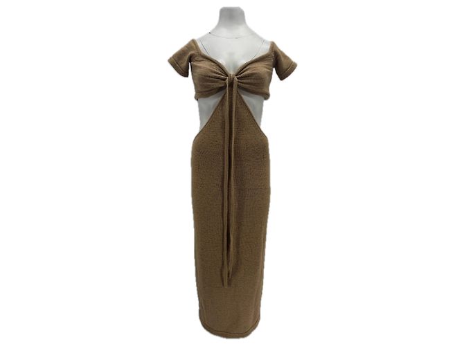 Vestido de punto beige Cult Gaia de algodón