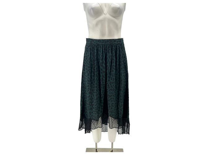 Zadig & Voltaire Gonna stampa leopardata kaki e nero Cachi