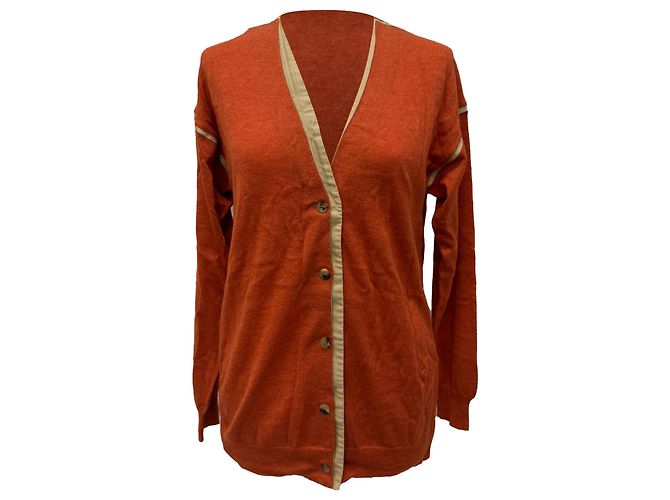 Chloé Cardigan mit V-Ausschnitt aus Kaschmir in Rost Orange