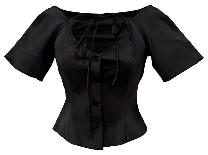 Ganni Halterneck-Bluse aus schwarzem Polyester