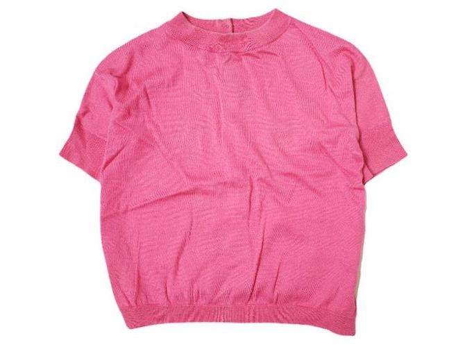 Autre Marque J&M Davidson 2way High Gauge Cotton Kurzarm Strickpullover Pink