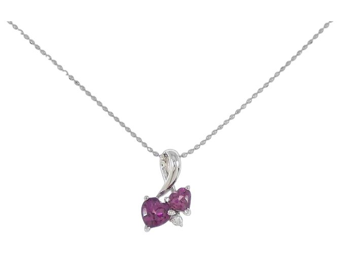 Autre Marque Colar de granada e diamante Pt900 Pt850 Vermelho