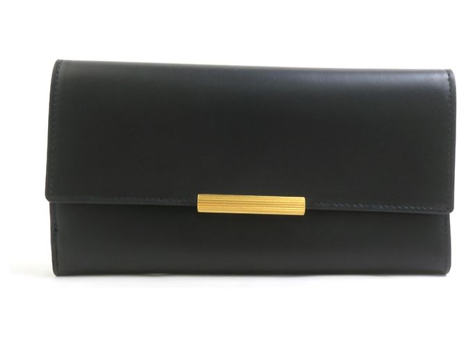Cartera larga de cuero negro Bottega Veneta