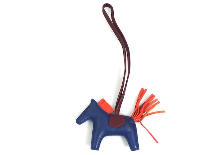 Hermès Hermes Rodeo PM Handtaschenanhänger Rot Blau 