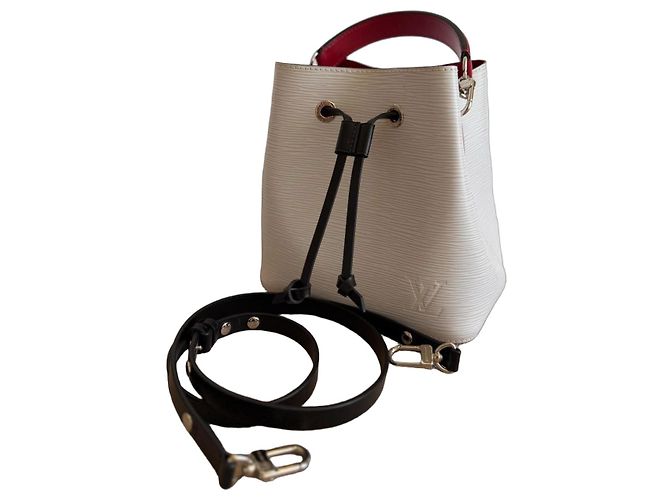 Louis Vuitton Noé BB borsa a secchiello in pelle Epi Nero Bianco Rosso