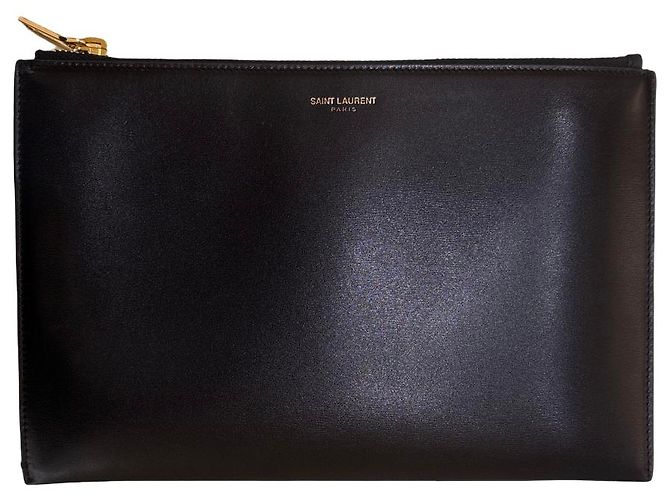 Saint Laurent Zip Leather Medium Negro