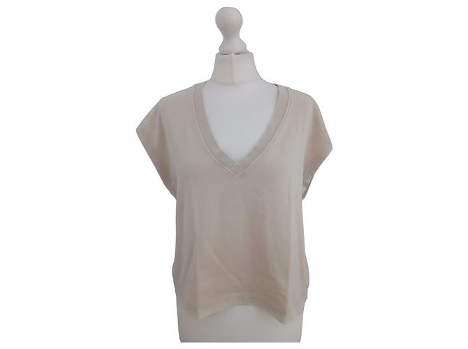 Pack de dos camisetas Zara de algodón Beige Gris