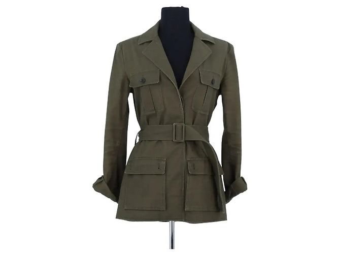 Saint Laurent Chaqueta de algodón caqui