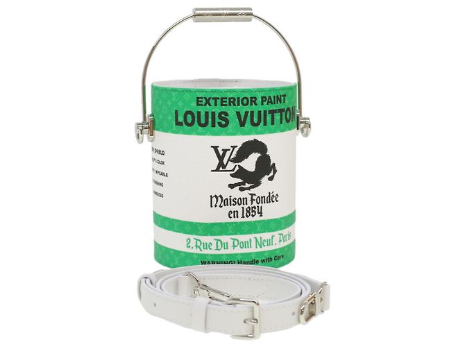 LOUIS VUITTON Monogram Painted Can Hand Bag PVC 2way Green M81592 Auth 34203SM