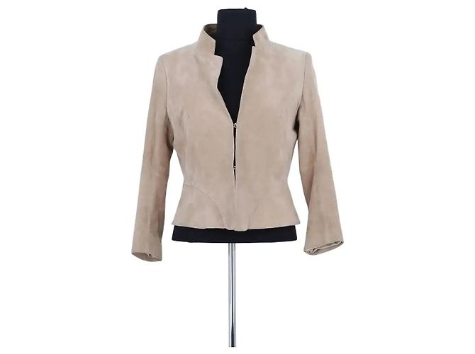 Diane Von Furstenberg Beige Lederjacke
