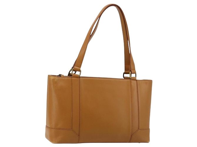 Bolsa Tote BURBERRY de couro marrom ouro Auth 183355 Dourado
