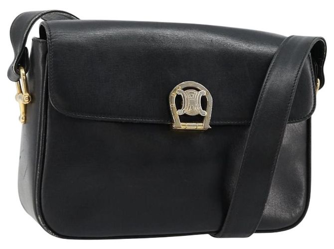 Céline Borsa a Spalla CELINE in Pelle Nera e Oro Auth 185088 Nero D'oro