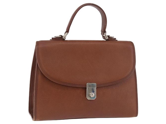 Borsa Burberry in pelle marrone oro Auth ep14751 D'oro