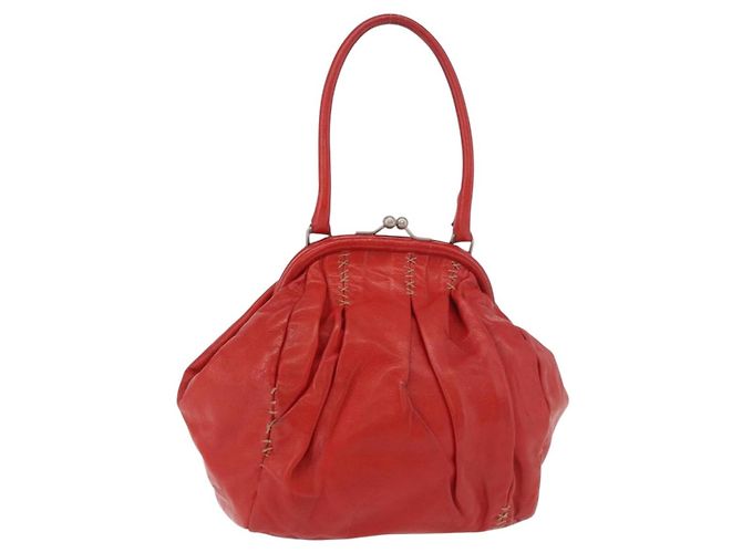 Borsa Miu Miu in pelle rosso argento Auth 185391V