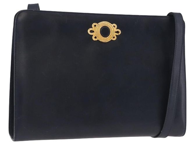 Borsa a tracolla Salvatore Ferragamo in pelle blu navy e oro Auth ar13953 D'oro