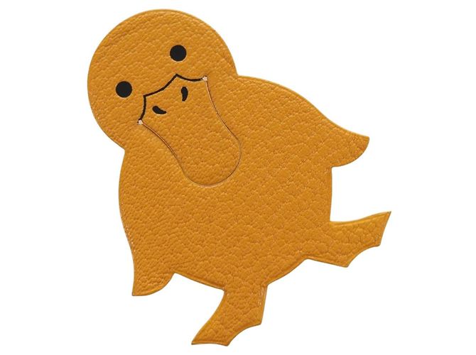 Hermès HERMES Duck Pika Book Bookmark Leather Yellow Auth 184759M
