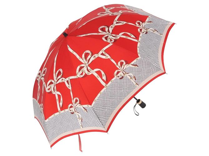 Christian Dior Folding Umbrella Polyester Made by Kanebo Red Gold Auth 184396M Golden