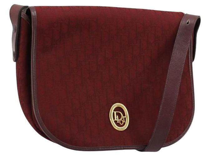 Borsa a tracolla Christian Dior Trotter Canvas Rosso Oro Auth 185078 D'oro