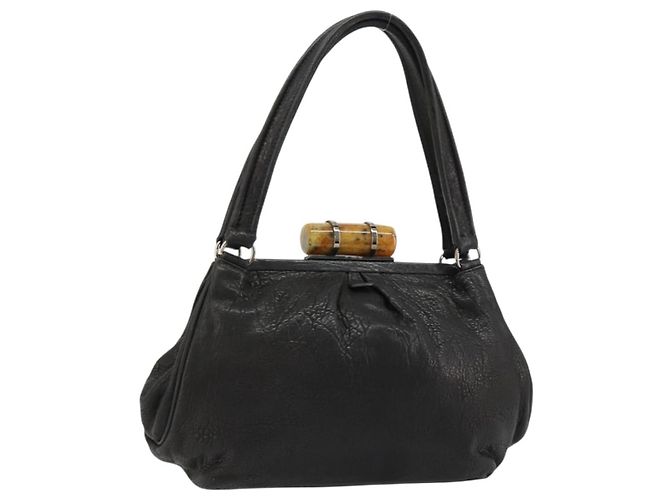 Borsa Miu Miu in pelle nera argento Auth am11809V Nero