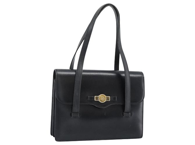 Borsa Christian Dior in pelle nera e oro Auth 185093 Nero D'oro
