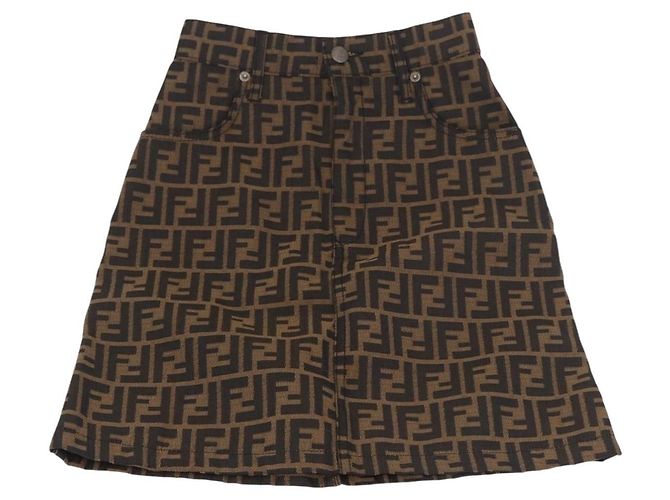 FENDI Zucca Canvas Rock Schwarz Braun Authentisch 185019A