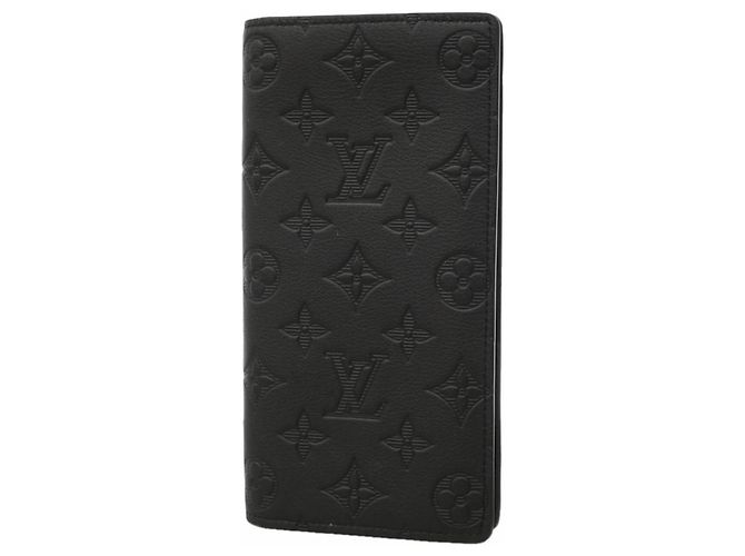 Louis Vuitton Monogram Shadow Brazza Long Wallet Schwarz