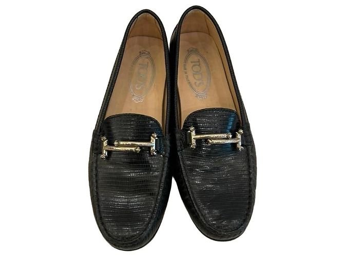 Tod's Loafer aus schwarzem Python-Leder