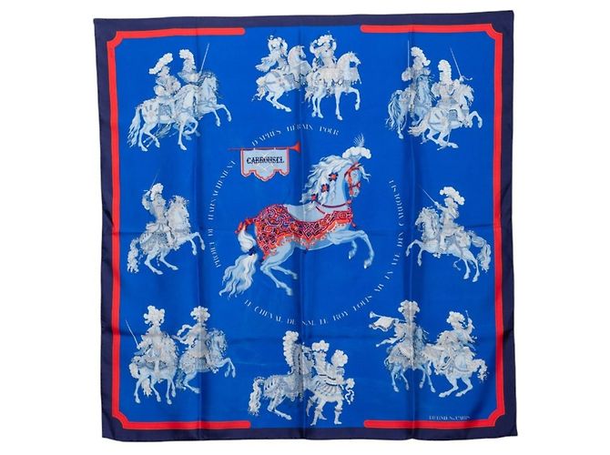Hermès Sciarpa Hermes Carre 90 CARROUSEL Blu