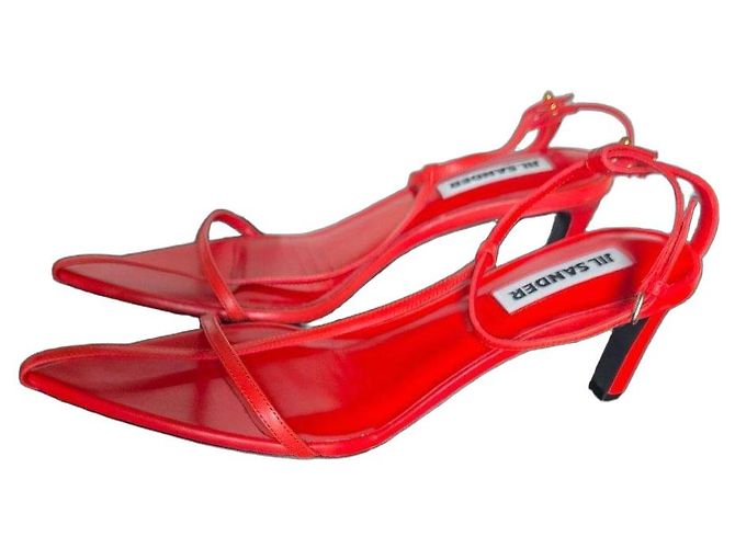 Jil Sander Rote Ledersandalen