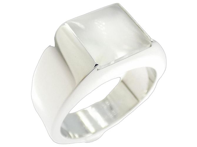 Anel Tank Cartier - Ouro branco 18K com pedra da lua