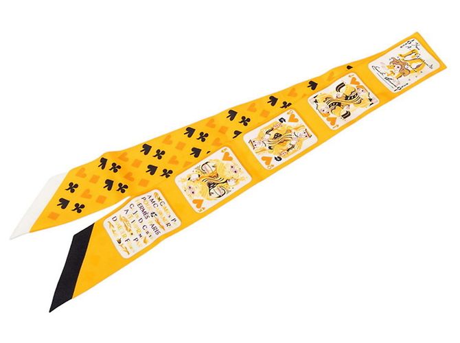 Lenço Hermès Twilly Jeu De Cartes Amarelo