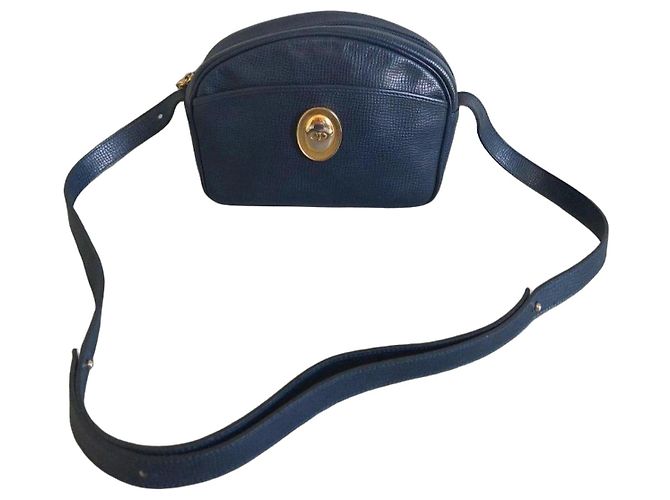 Borsa a tracolla Christian Dior in pelle blu navy