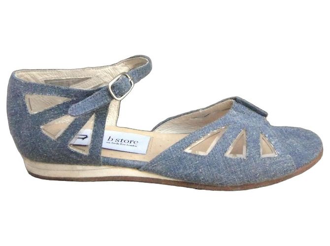 Autre Marque Sandali in denim blu e pelle con intagli